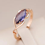 Purple Rhombus Zircon Ring – Rose Gold Color