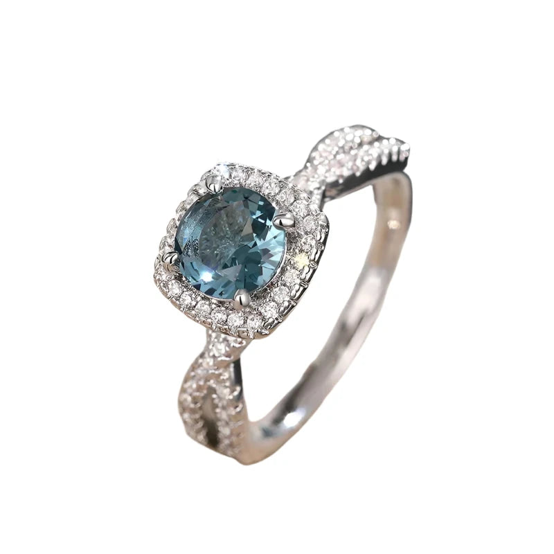Luxury Blue Zirconia Wedding Band