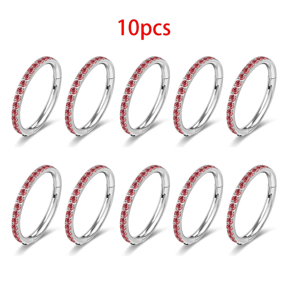 Opal Hinged Pitch Piercing10pcs Red zircon1.0x8mm
