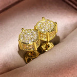 Fashion Gold Color Iced Out Square Bling Stud EarringT340 2