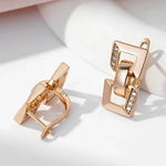 Square Chain Shape 585 Rose Gold Color Earrings For Women