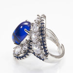 Oval Shape Sapphire Gemstone Classic 925 Sterling Silver Resizable RingRing