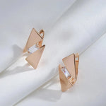 Geometric Drop Earrings For Women 585 Rose Gold Color