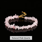 Natural Stone Mixed Tourmaline Gravel Lucky Chain BraceletPink QuartzBeads 3-5mm