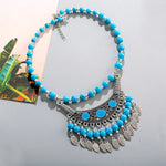 2024 Ethnic Hand Pendant Necklace Vintage TurquoisesNA2441-4