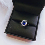 Princess Diana Rings Blue Stone Silver Color Fashion Jewelry