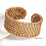 Boho Wood Bamboo Rattan Weave BraceletE686231P