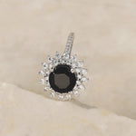 Black Diamond Sunflower 925 Sterling Silver RingRing