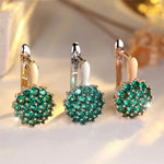 Crystal Green Zircon Sunflower Hoop Earrings – Rose Gold/Silver