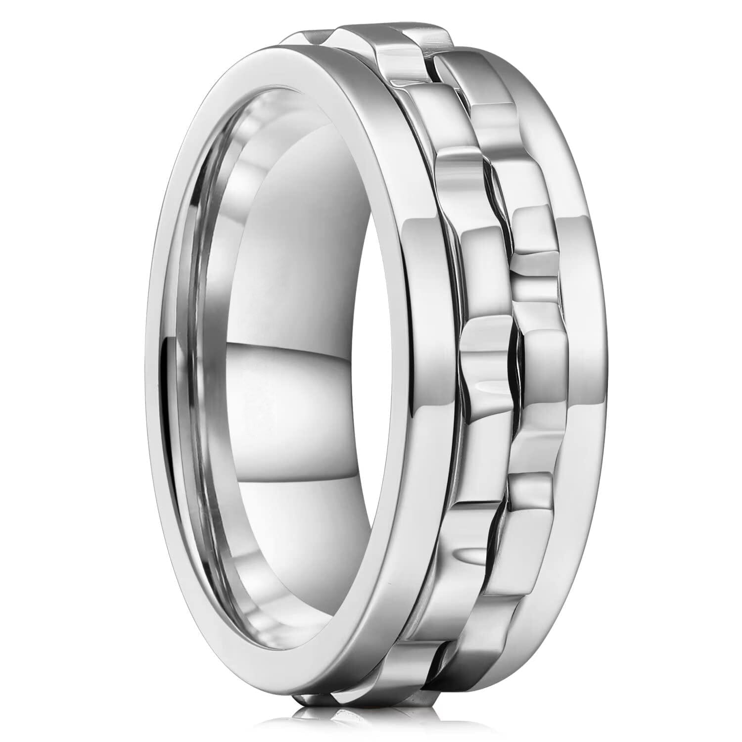 Titanium Steel Rotating Fidget Ring For MenMen's Ring9Silver