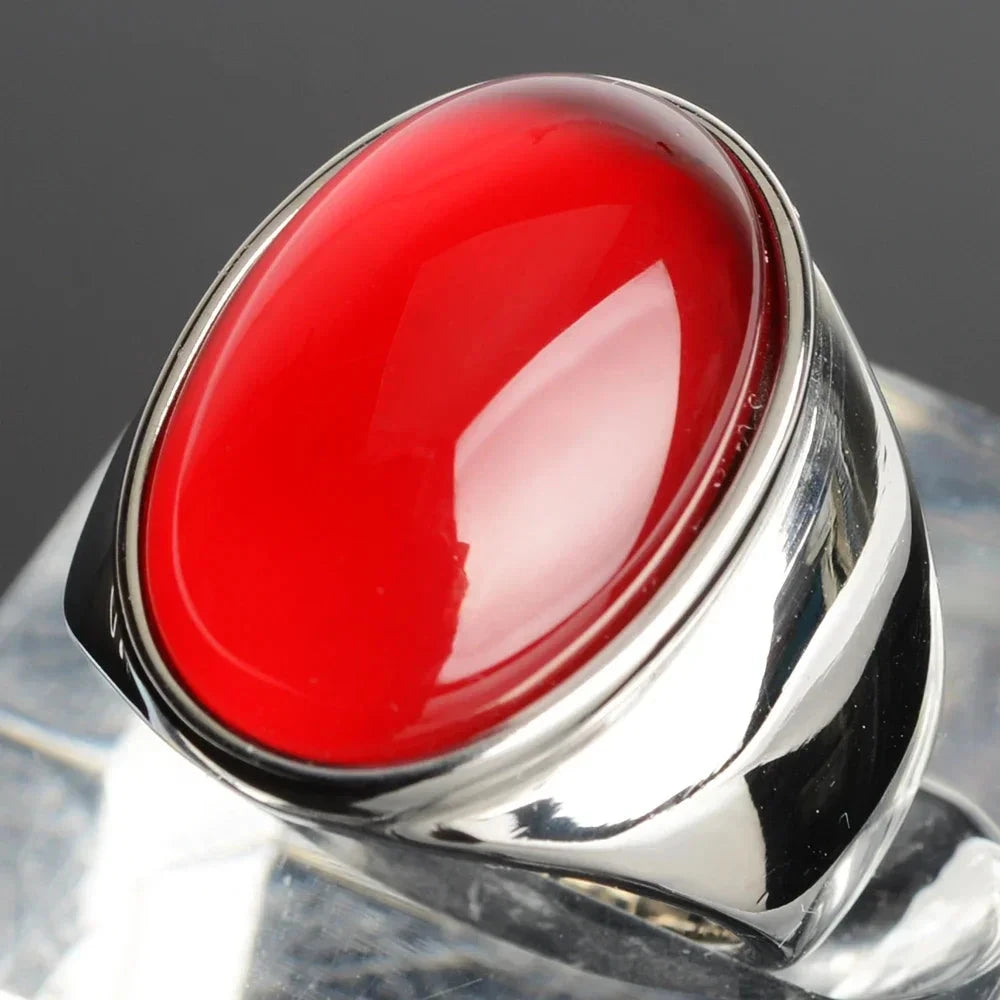 Vintage Gray Cat Eye Stainless Steel RingRed-S12