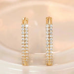 Sarkling Cubic Zirconia Chic Hoop Earrings Gold for Women