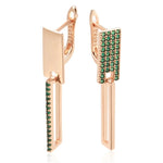 Square Green Zircon Earrings for Women – 585 Rose GoldH1760