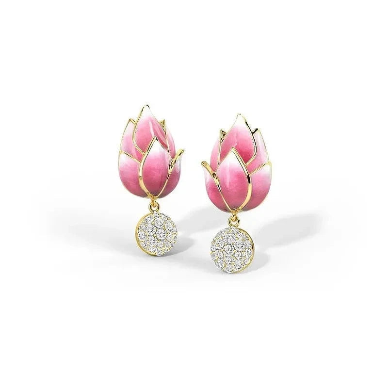 Handmade Enamel Flower Art Earrings