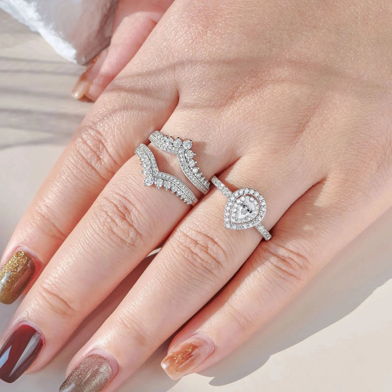 2Pcs Wedding Ring Set for Women
