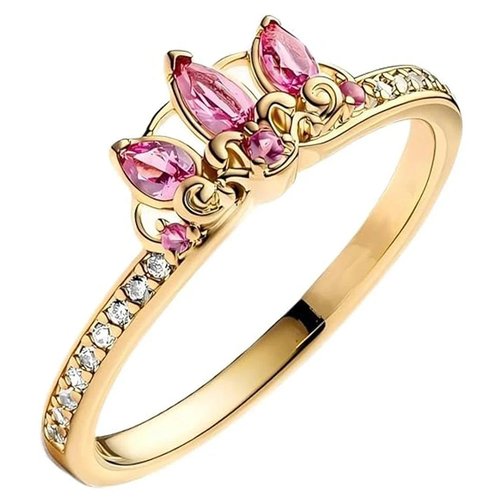 Sterling Silver Pink Crown Ring for Women5