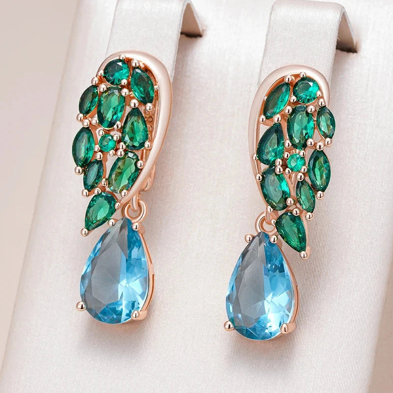 585 Rose Gold Vintage Drop Earrings – Blue Zircon