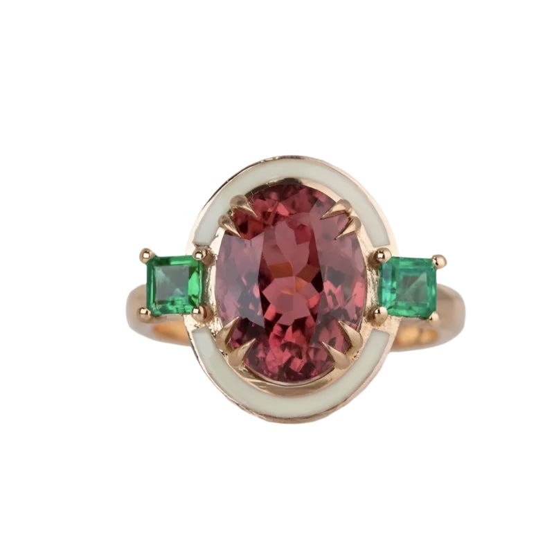 Elegant Garnet Zircon Antique Marble Ring