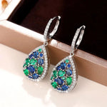 Blue-Green Cubic Zirconia Drop Earrings for Women