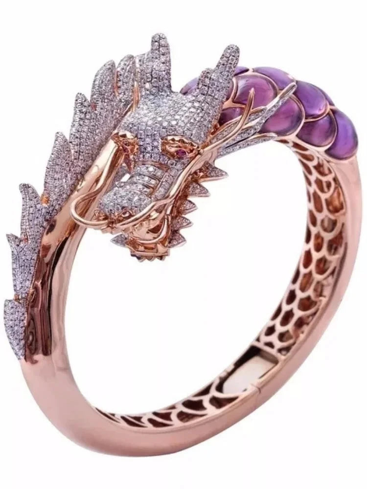 Exquisite Rose Gold Colors Dragon Rings for WomenR06611