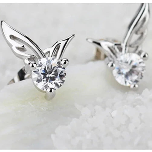 925 Silver Angel Wings Zircon Earrings