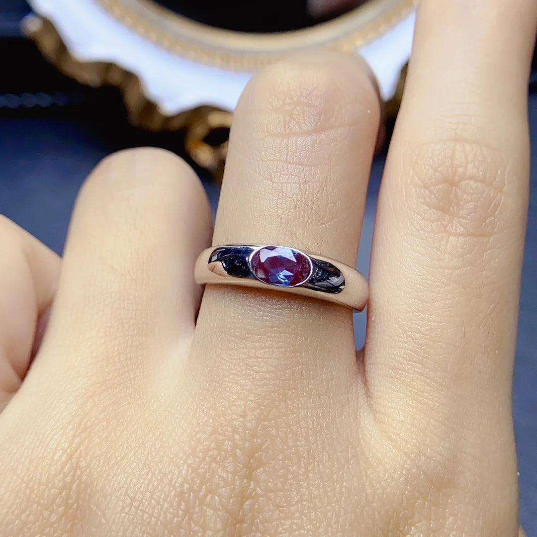 Oval Cut 4x6mm Alexandrite Ring Solid 925 Sterling Silver