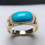 Creative 925 Silver Inlaid Blue-green Ring Single Row ExquisiteresizableStyle 4