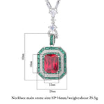 Vintage 12*16mm Square Cut Ruby Pendant 925 Sterling Silver Chain NecklaceNecklace