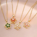 Shiny Zircon Spin Flower Necklace for Women