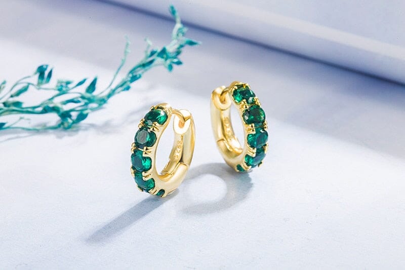 5 Emerald Stones Gold EarringsRing