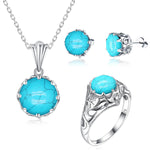 14K Gold Plated Jewelry Sets Real 925 Sterling Silver Turquoise GemstonesAntique SilverCHINA