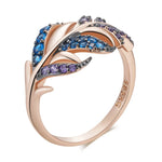 Purple With Blue Natural Zircon Leaf Ring For WomenZ137010