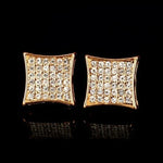 Fashion Gold Color Iced Out Square Bling Stud EarringC196 2