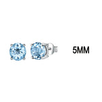 925 Sterling Silver Blue Topaz Romantic Earrings for Women'sBlue-5mm-Earring