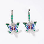 Colorful Enamel Butterfly Drop Earrings for WomenE5053