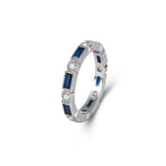 Sterling Silver Blue Sapphire Jewelry Ring for women Wedding Bands