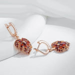 Rose Gold Red Zircon Maple Leaf Earrings for Women