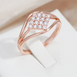 585 Rose Gold Zircon Square Pave Ring For Women