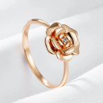 Glossy Metal Flower Rings for Women Fashion 585 Rose Gold