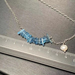 Natural Dark Blue Aquamarine Pendant Necklace