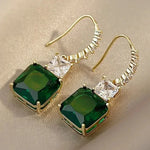 Luxury Green Crystal Drop Earrings – Women's Anniversary GiftE2027