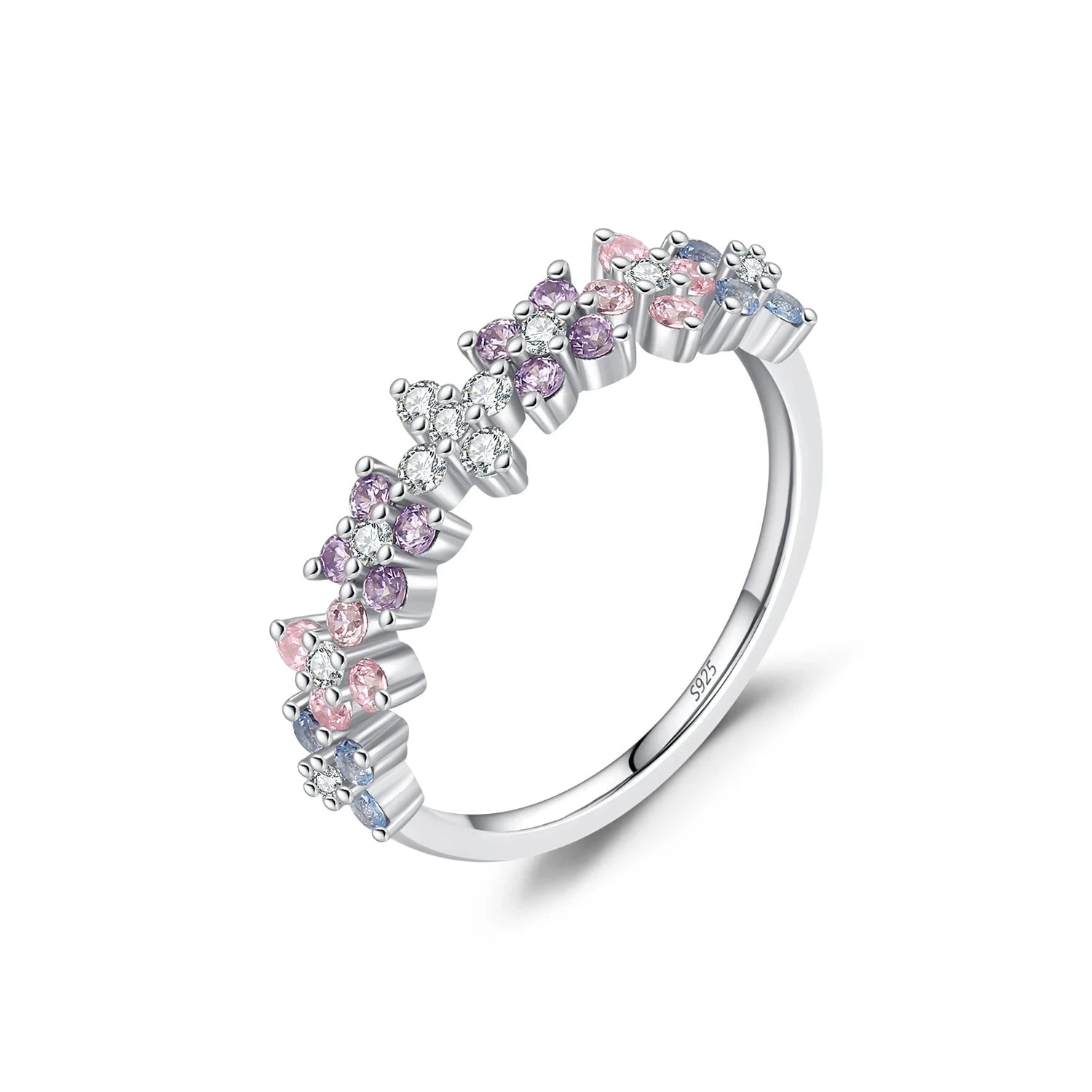 925 Silver Four-Leaf Clover Zirconia Eternity Ring for WomenRHR20046
