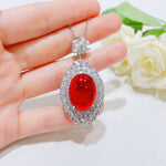 Vintage Oval Ruby Crystal Jewelry SetJewelry SetsNecklace