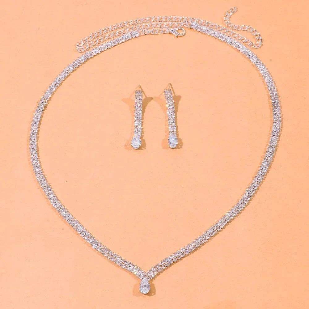 Geometric Necklace Earrings Set for WomenSILVER PLATED