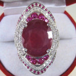 Vintage Silver Color Rings Round Inlaid with Imitation Red Stone