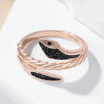 Punk Black Zircon Snake Ring – 585 Rose Gold Vintage Jewelry