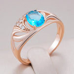 Blue Zircon Drop Ring – 585 Rose Gold for Women