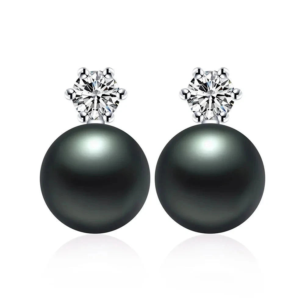 Classic Princess Earrings 100% Real Freshwater Pearl EarringblackCHINA