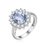 Aquamarine Birthstone Genuine S925 Silver Ring Luxury