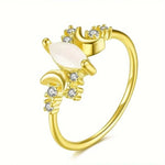 Women's Chic Vintage Ring – Moon & Leaf BandH49711